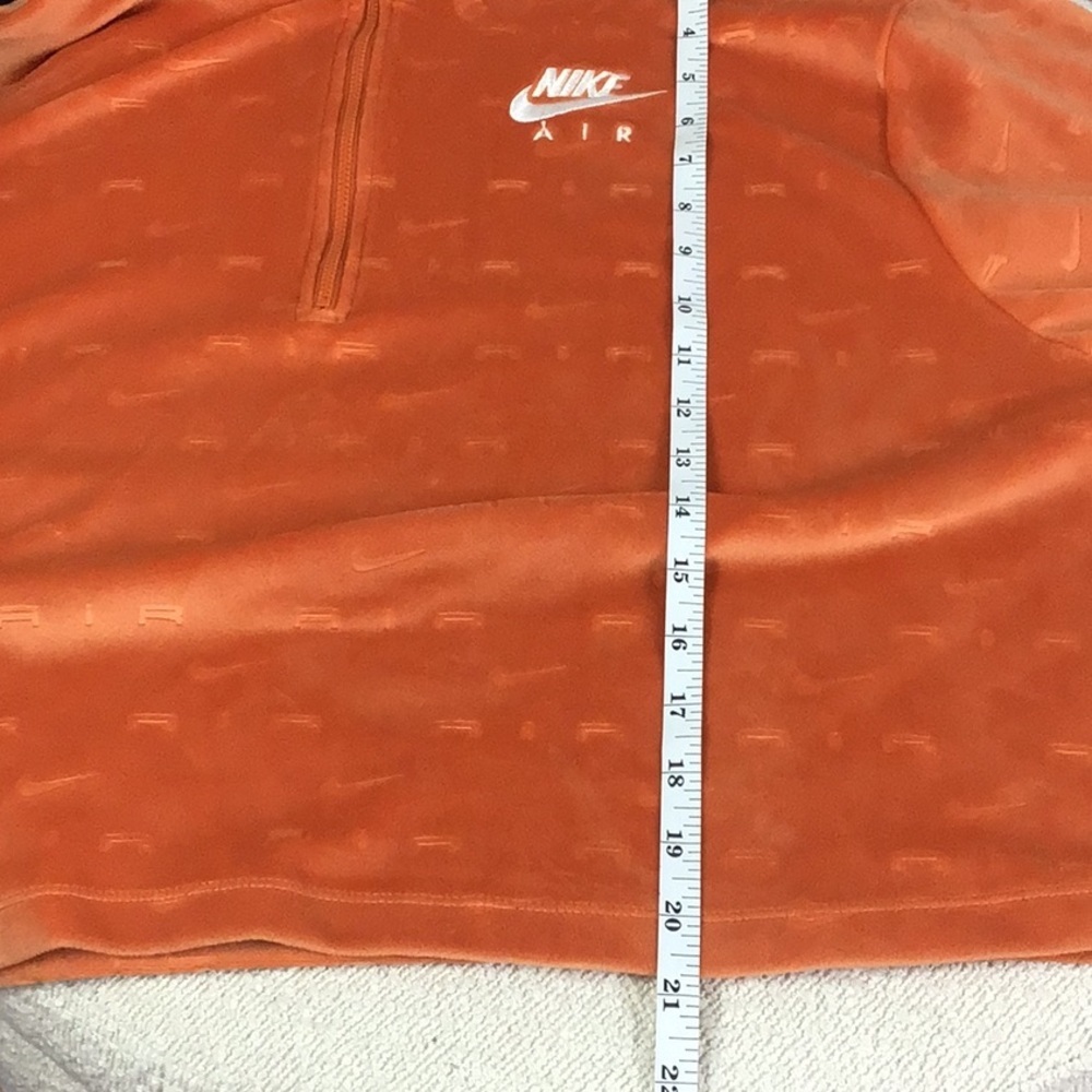 Nike Air All Over Logo 1/4 Zip Velour Long Sleeve Top Size 2X Spice Orange - Picture 13 of 14